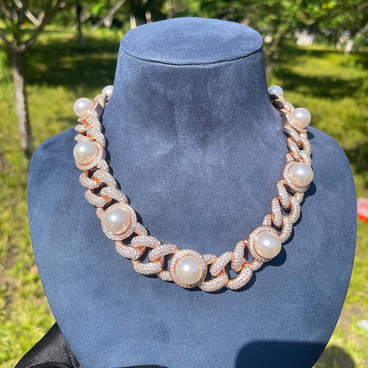 The Cuban Pearl | Hip Hop 24k 925 Silver Rose Gold Designer Chain Necklace
