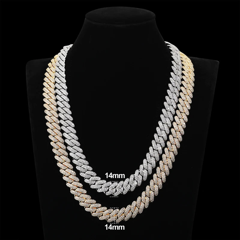 14mm Boss Baller Iced Blinged Out Close Cut Miami Curb Cuban Link Chain Necklace