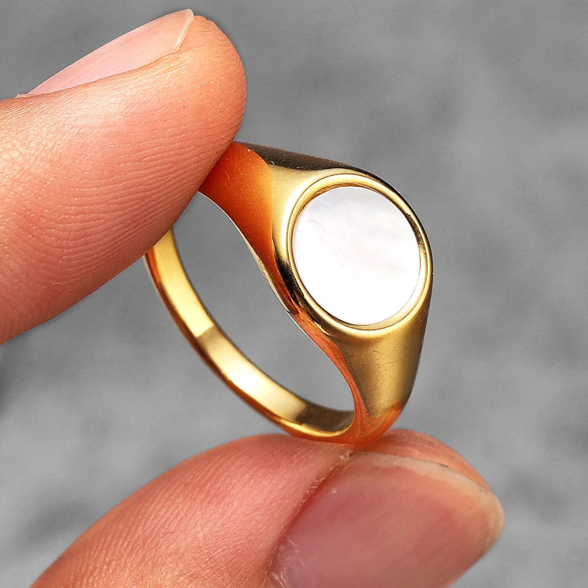 Luxury | 14k Gold Over No Fade Solid Stainless Steel Pearl Gemstone Rings