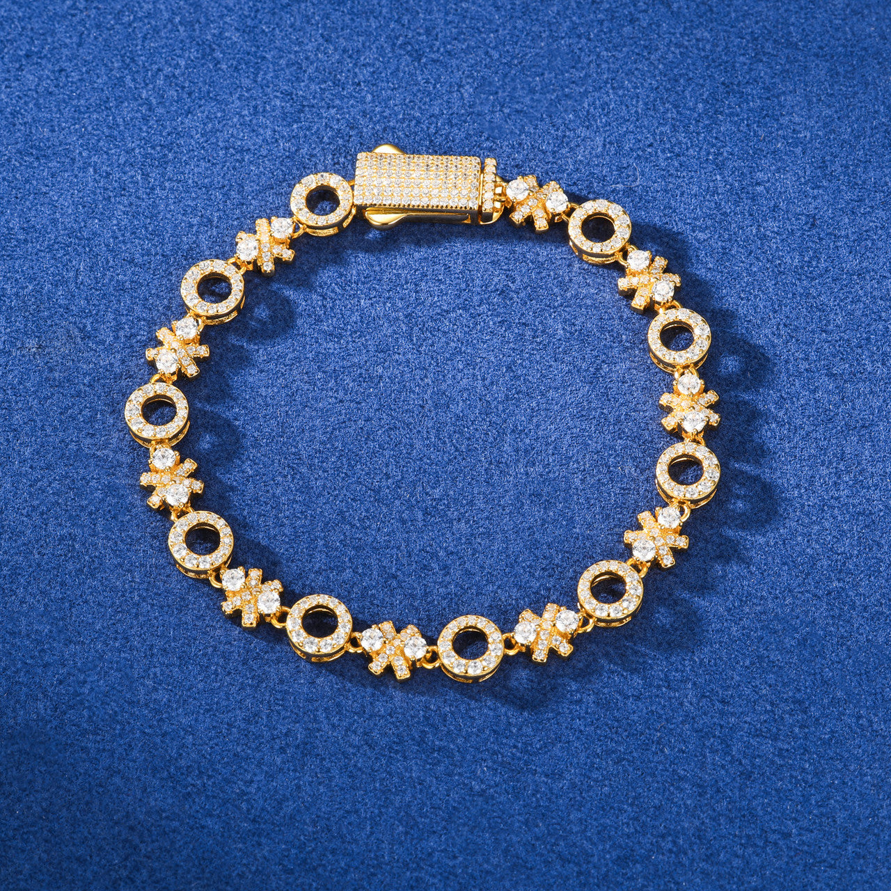 XOXO | Sterling Silver Love Moissanite Diamond Hip Hop 7MM 925 18k Gold Bracelets