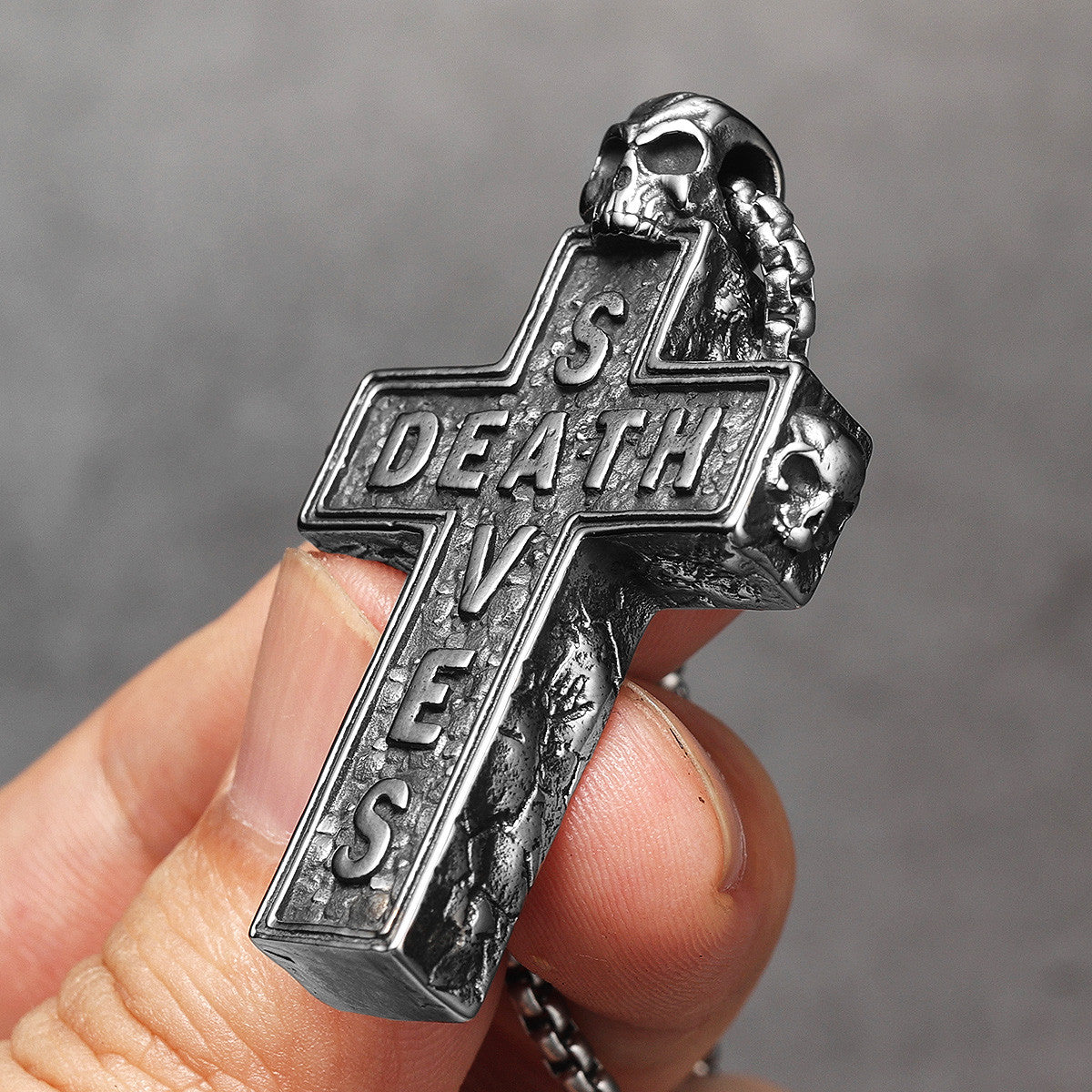 Death Saves | 316L No Fade Stainless Steel Street Wear Hip Hop Skull Cross Pendant Chain