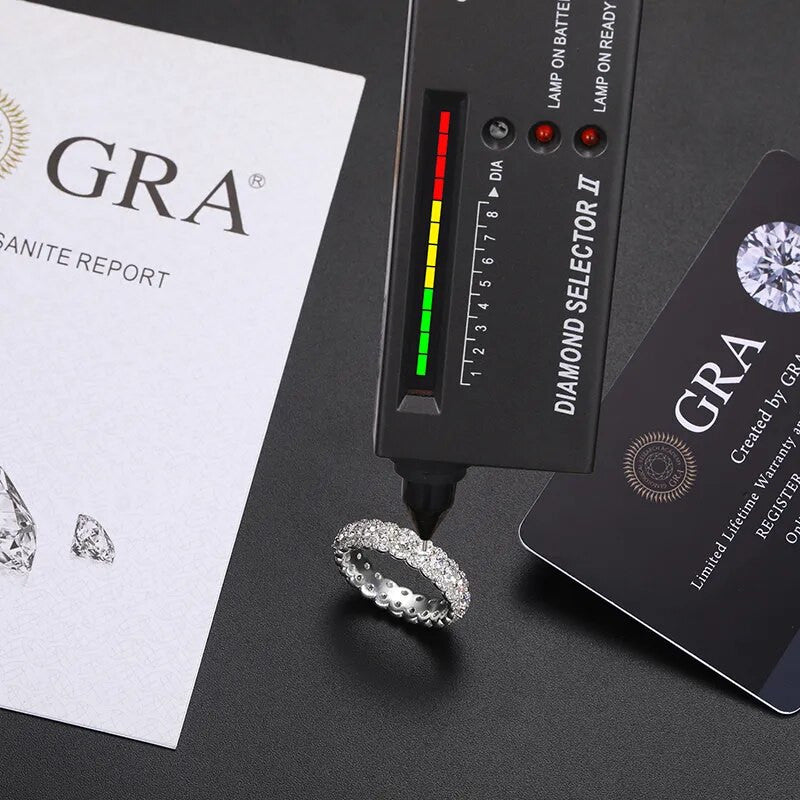 Genuine VVS Diamond 3mm 2.86cttw D VVS Moissanite Iced Blinged Out Rings