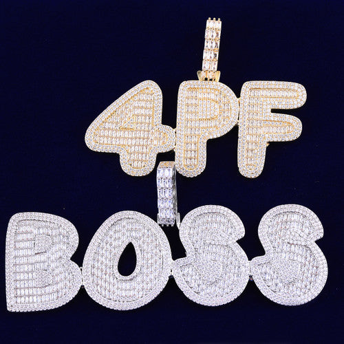 Bossed Up | 4 Prong Set VVS Diamond Baguette Hip Hop Custom Made Name Plate Pendant