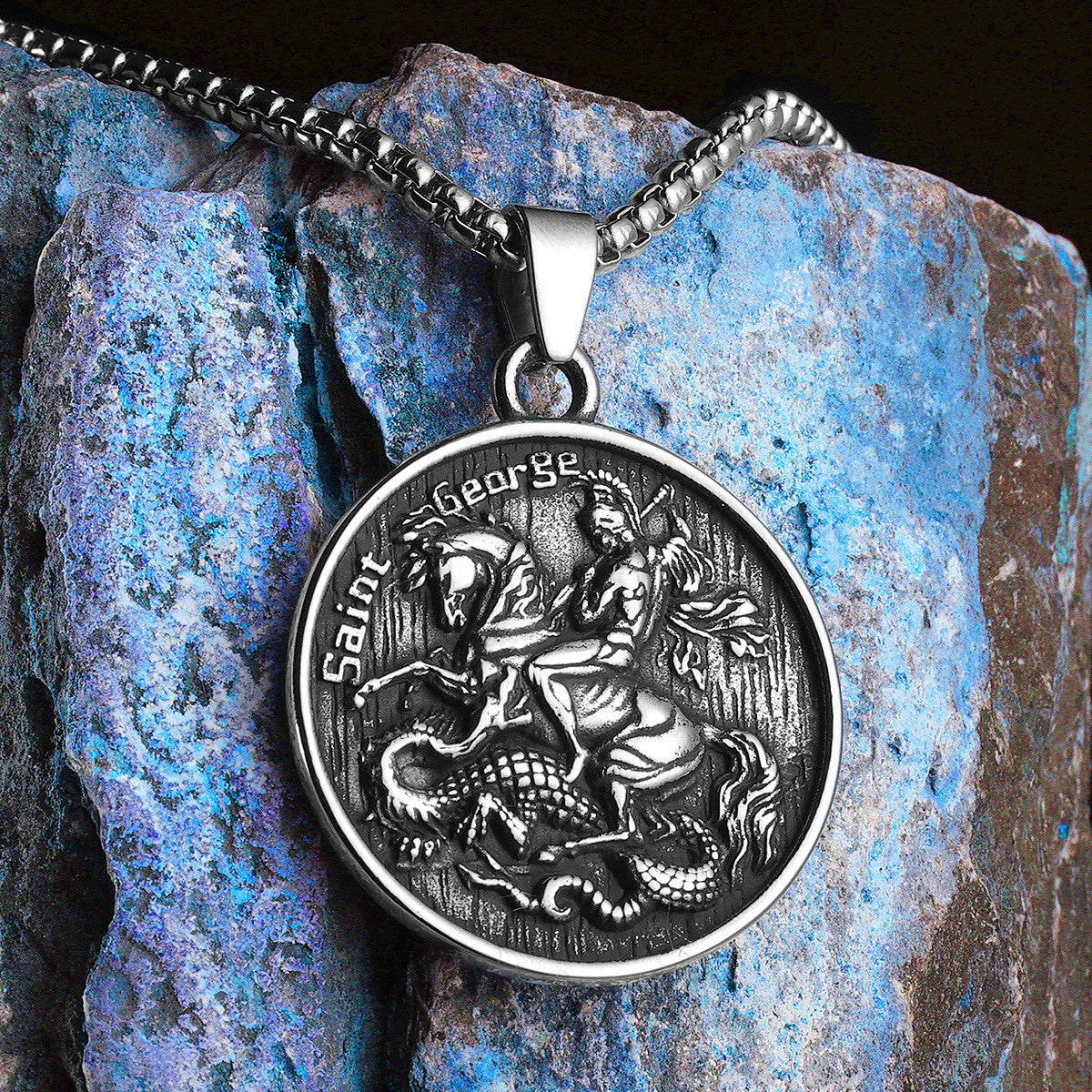 St.George | 316L No Fade Stainless Steel Dragon Slayer Amulet Men's Pendants