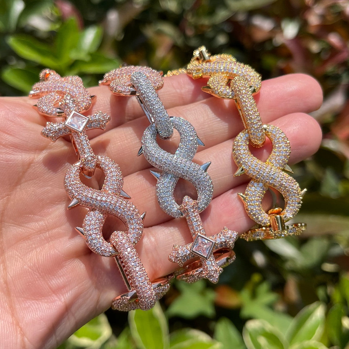 Infinity Spike II | Mens Cross Center Stone VVS Diamond CZ Hip Hop Chain Bracelets