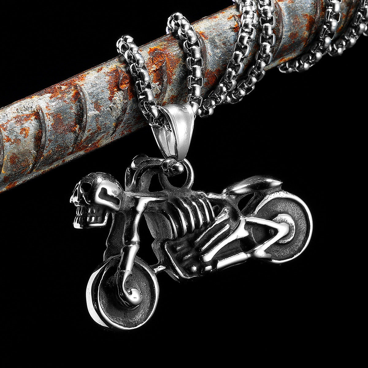Ghost Rider | 316L No Fade Stainless Steel Skull Motorcycle Biker Street Style Pendant