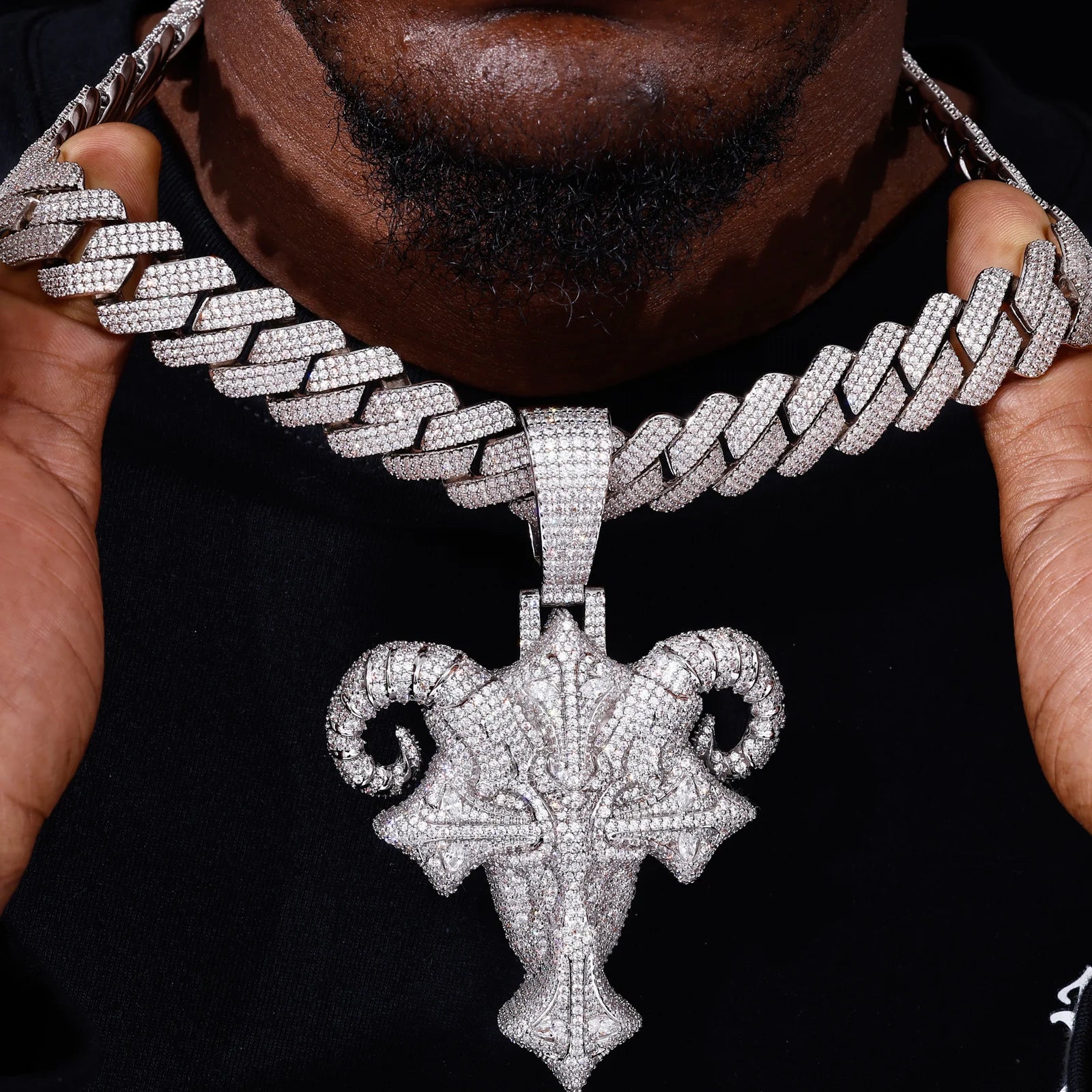 Demon Goat | Iced Bling Out Moissanite Diamond Demon Goat Cross Hip Hop Pendant