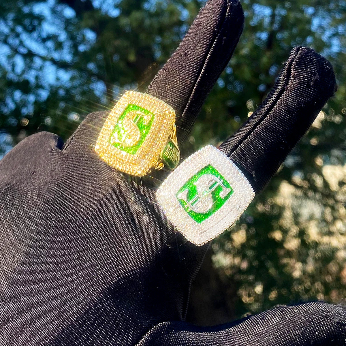 Money Mind | VVS Diamond CZ Dollar Sign Luxury 5AA+ Prong Set Iced Blinged Out Rings