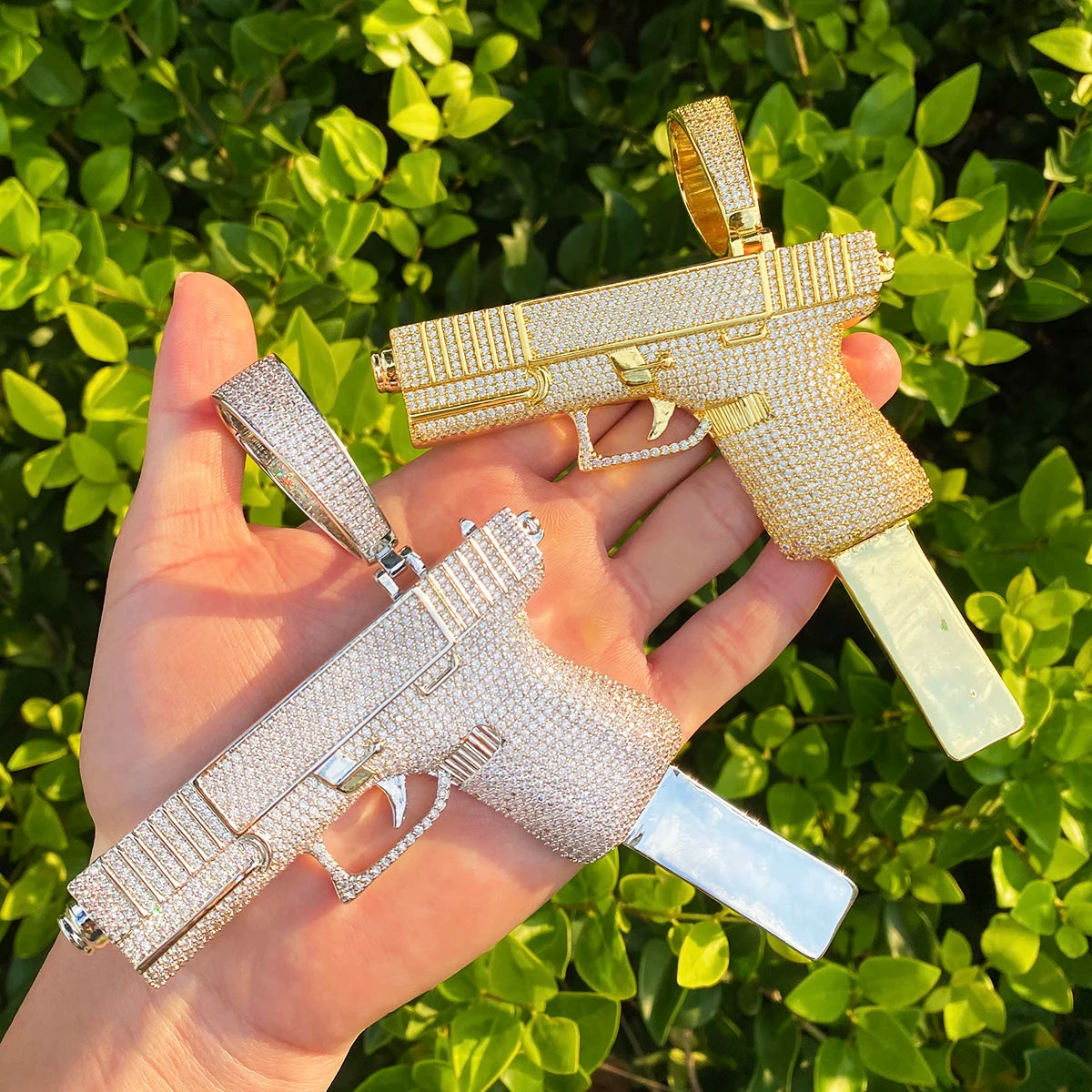 Glock VVS | High Capacity Mag VVS Diamond CZ Hip Hop Hand Pistol Blinged Out Pendant