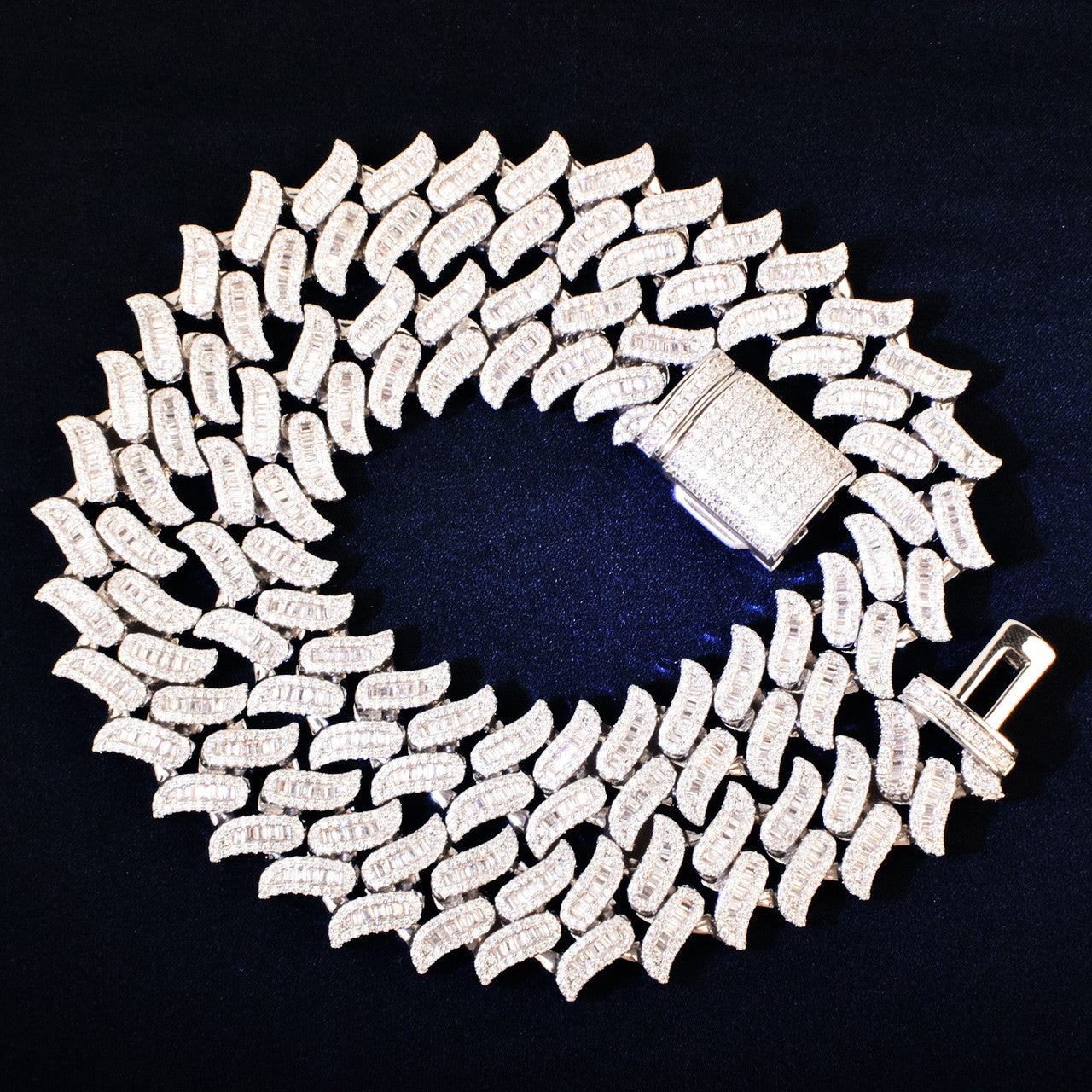 Fire Boy Baguette | VVS Diamond CZ Baguette Iced Blinged Out Fire Boy Cuban Link Chain Necklace