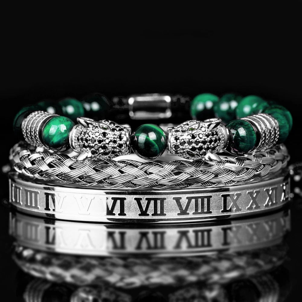 Double Leopard | Natural Stone VVS Diamond CZ Sigma Male Hip Hop Bracelets