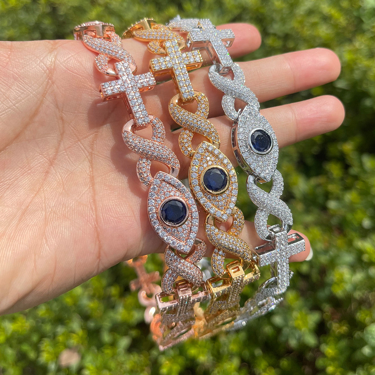 Good VS Evil | Evil Eye Infinity Cross Cuban Link Hip Hop Chain Necklace