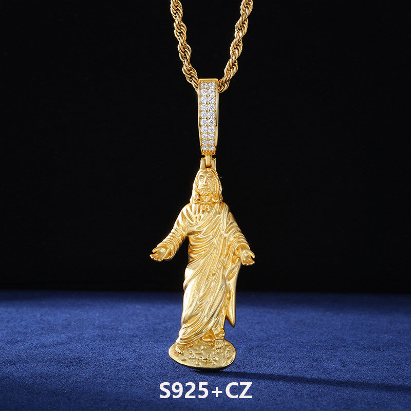 Thou Art Jesus | Hip Hop 18K Gold 925 Sterling Silver Moissanite Diamond Jesus Piece Pendant Chain