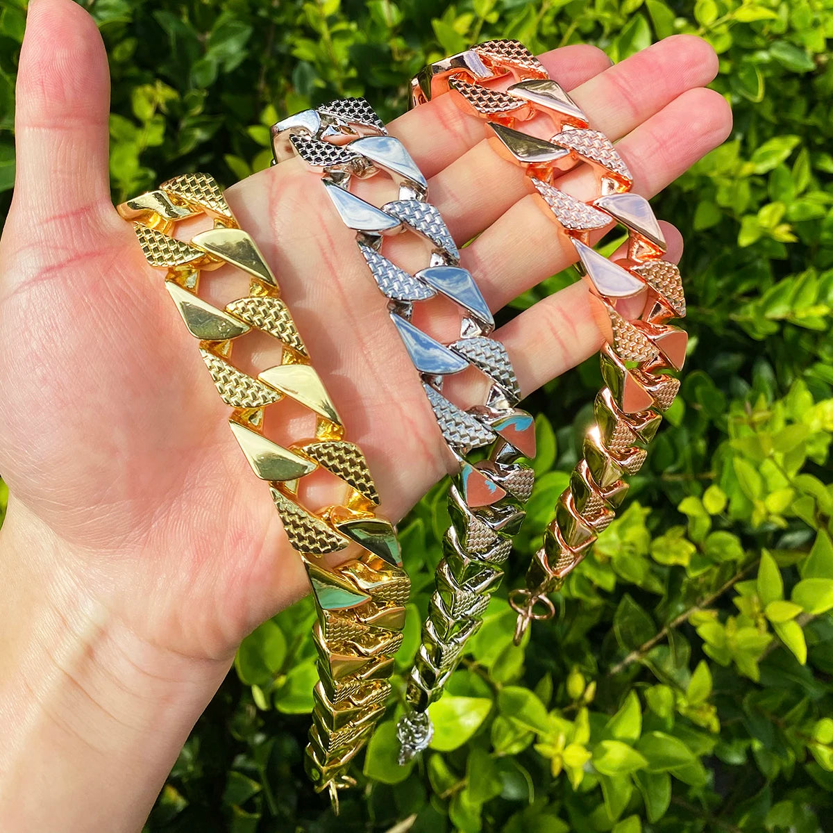 Patterned Cuban | 20mm Belcher Clasp Square Cut Designer Cuban Link Chain Necklace