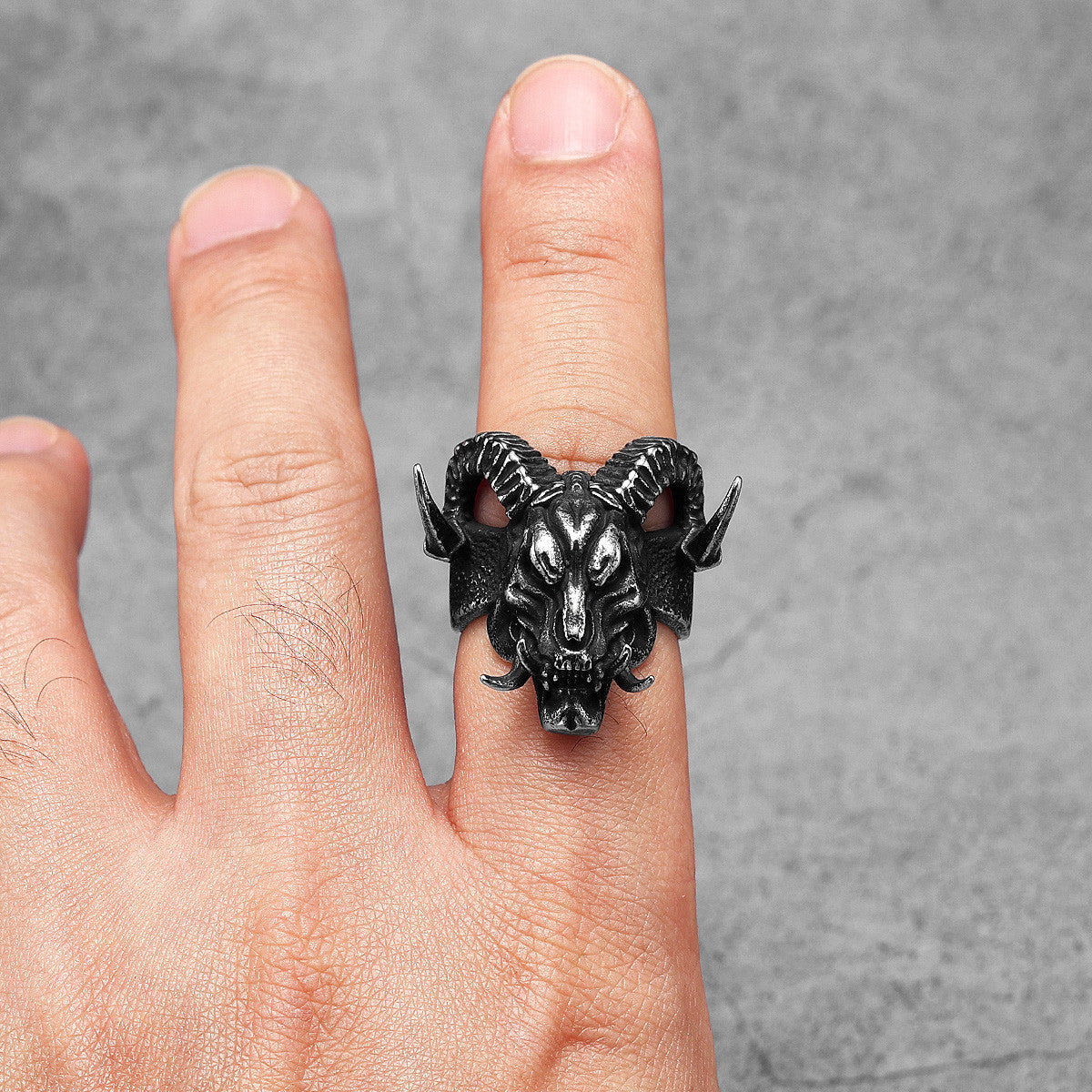 Retro Demon Satan | 316L No Fade Stainless Steel Lucifer Skull Men's Rings