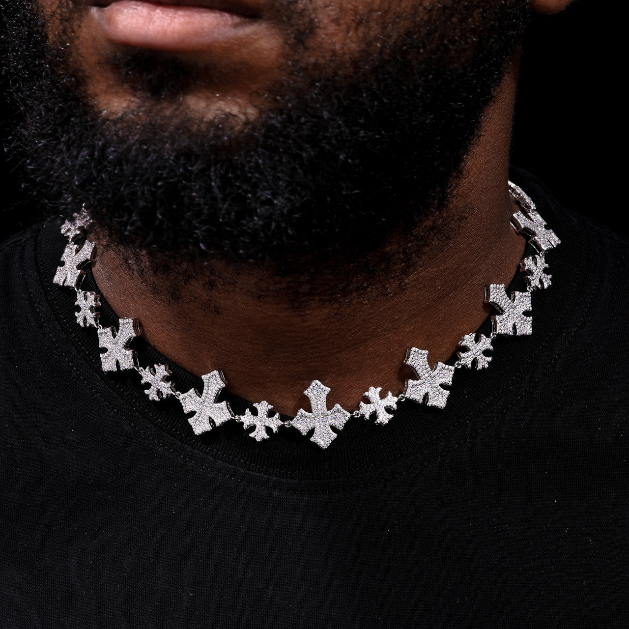 Crossed Link | Solid 925 Sterling Silver Moissanite Diamond Cross Link Hip Hop Chain