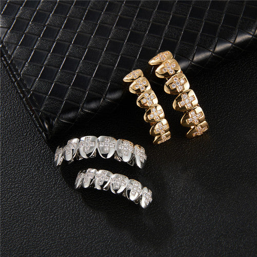 Spirit Filled | 4 Prong Set Hip Hop VVS Diamond CZ Cross Stone Teeth Grillz