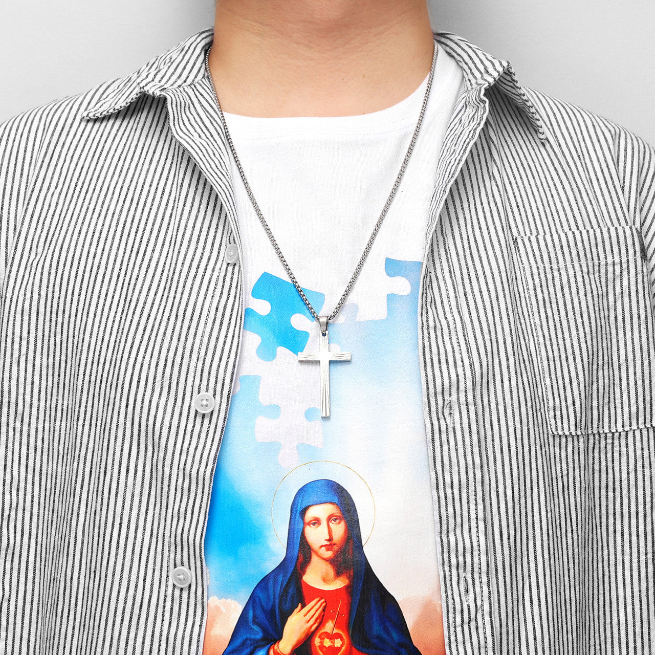 Focus Cross | Solid No Fade Stainless Steel Shining Light Cross Pendant