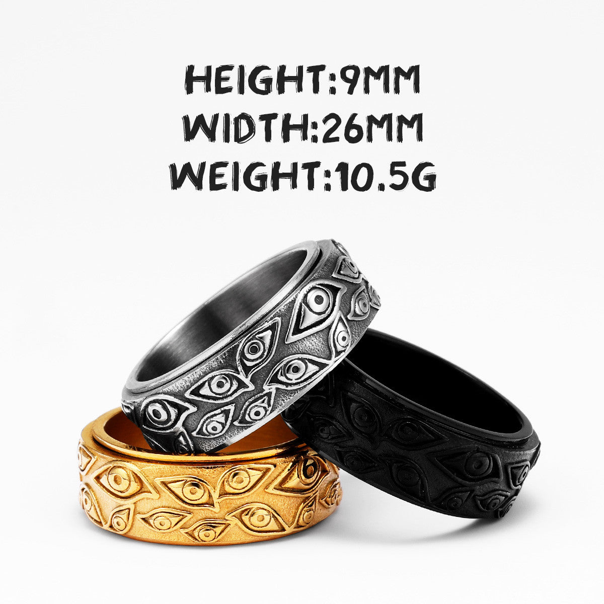 Devil Evil Eye | 316L No Fade Stainless Steel Multi Eyes See All Street Wear Unique Ring