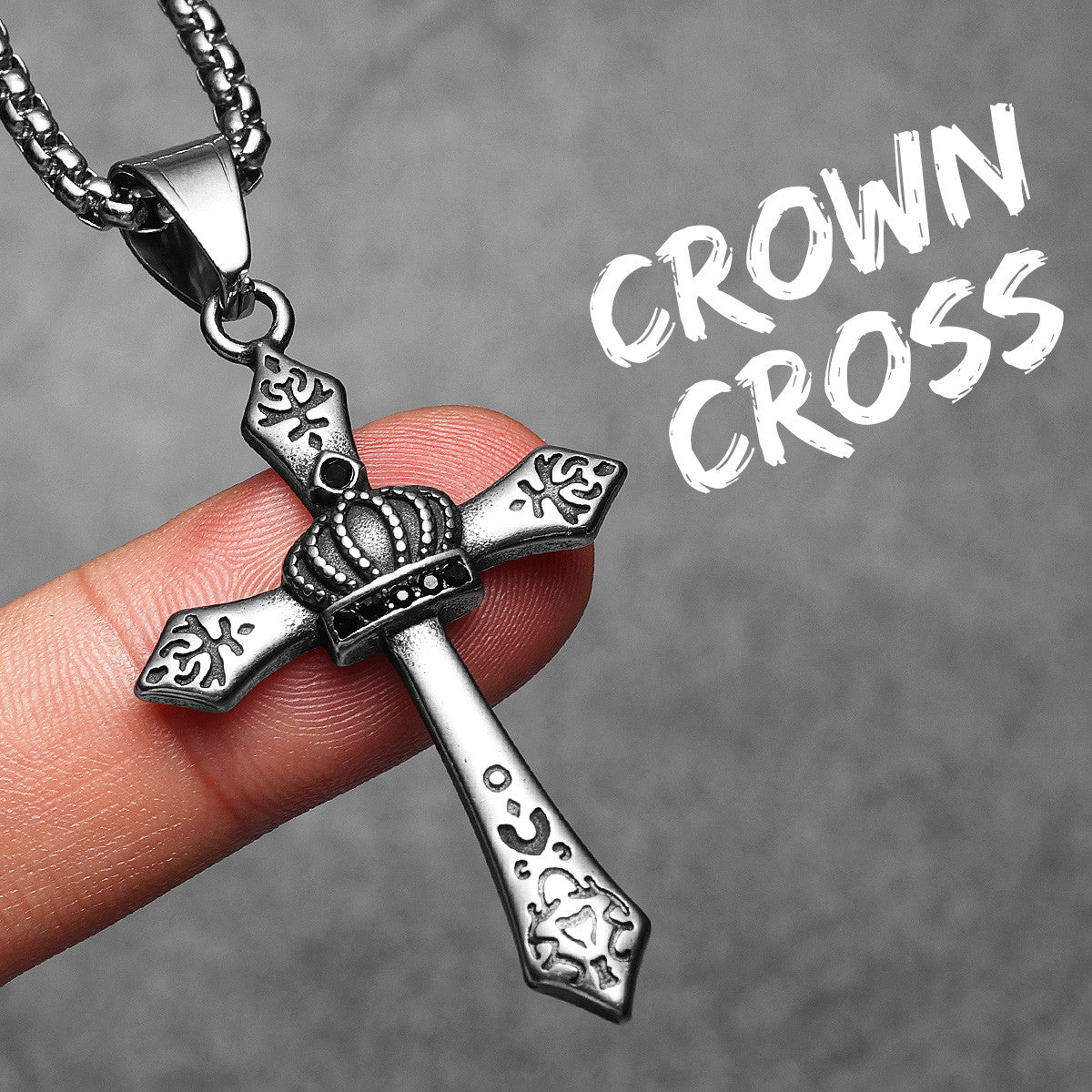 Crown Cross | Solid Stainless Steel Men's Kingly Cross Streetwear Pendant