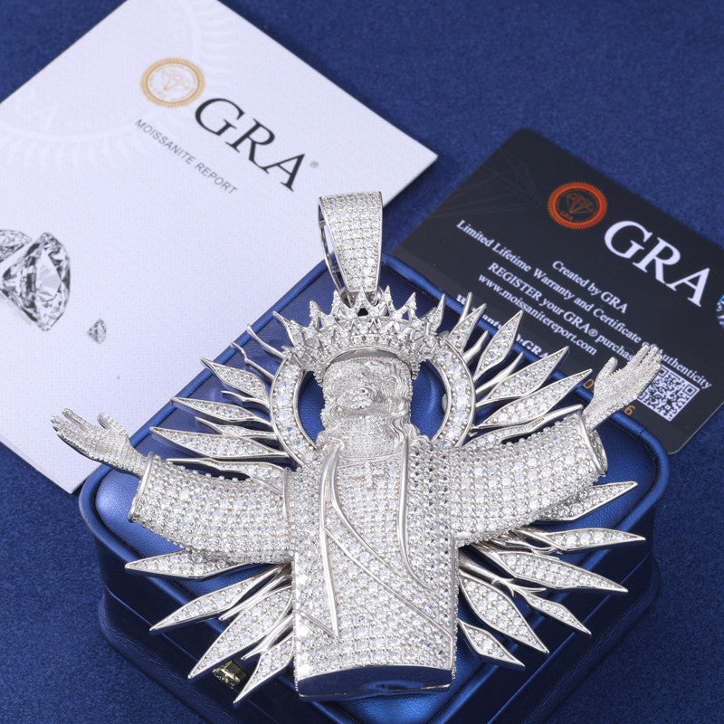 The True King | Moissanite Diamond Solid Sterling Silver Iced Blinged Out Jesus Piece Pendant