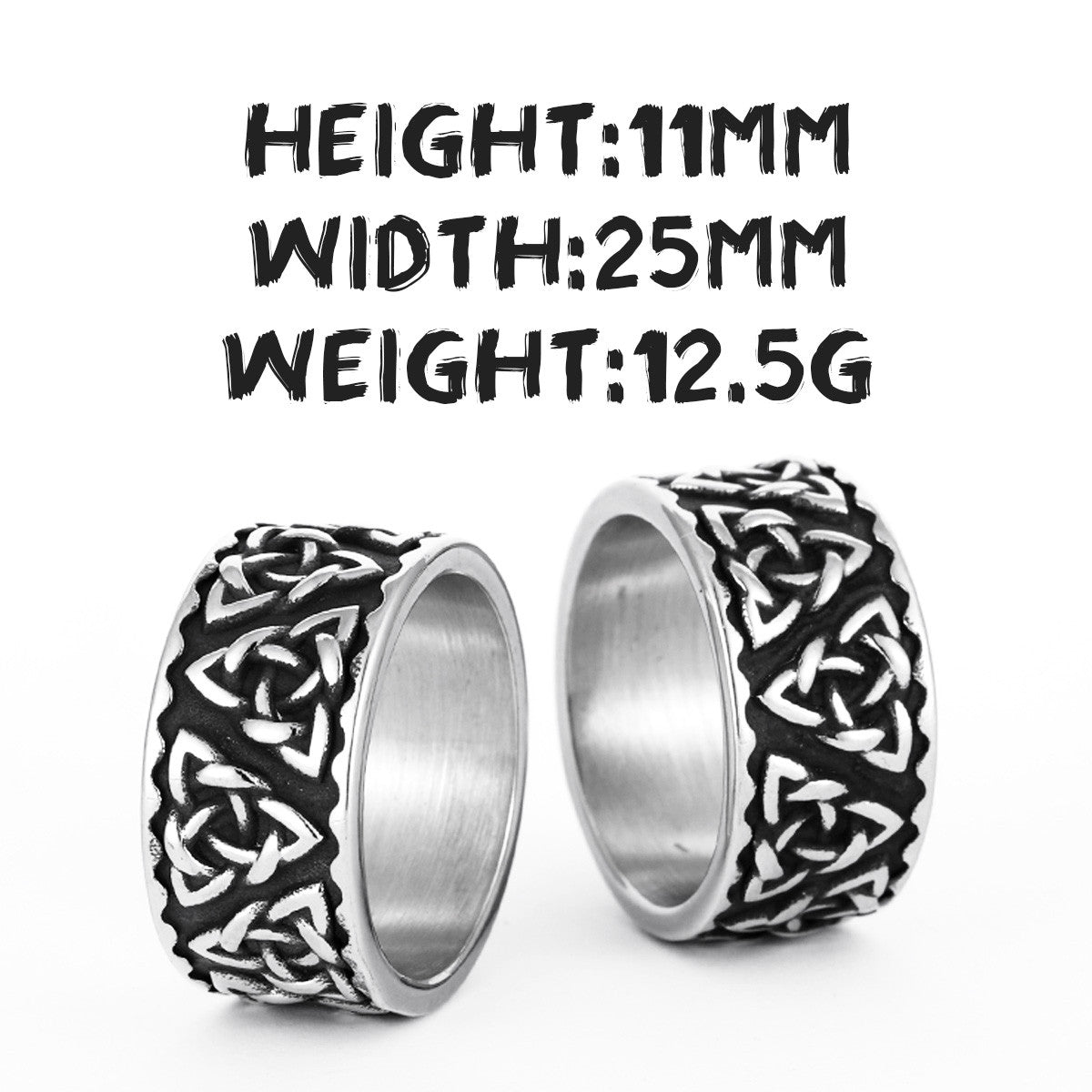 Odin's Triangle | Nordic Viking Celtic Knot Solid Stainless Steel Street Style Rings
