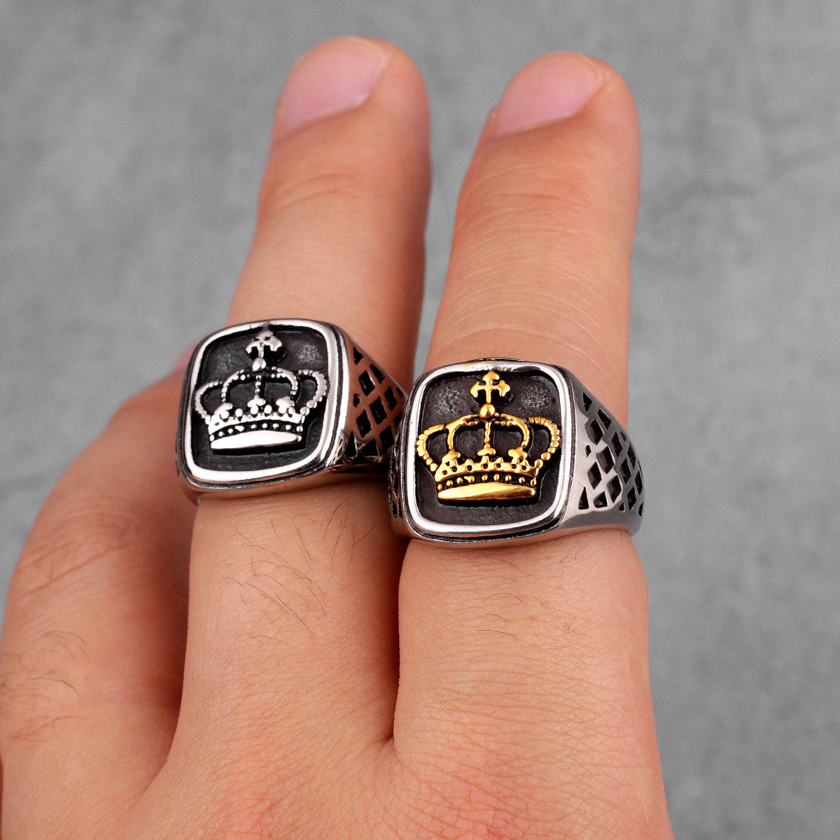 Noble Crown | 316L No Fade Stainless Steel Gold Silver Crown Hip Hop Rings