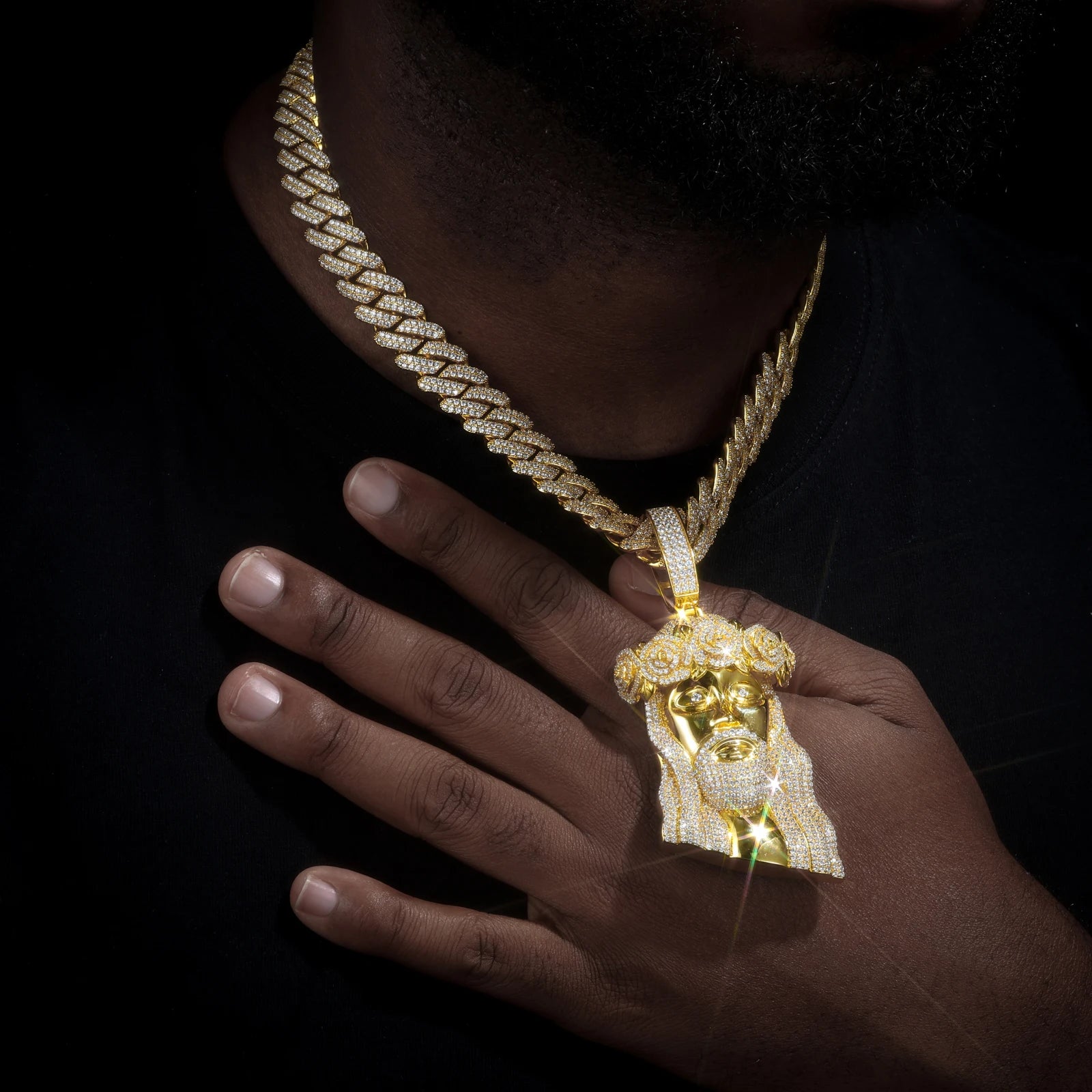 Prince Of Peace | Solid Sterling Silver Moissanite Diamond Jesus Hip Hop Pendant Chain