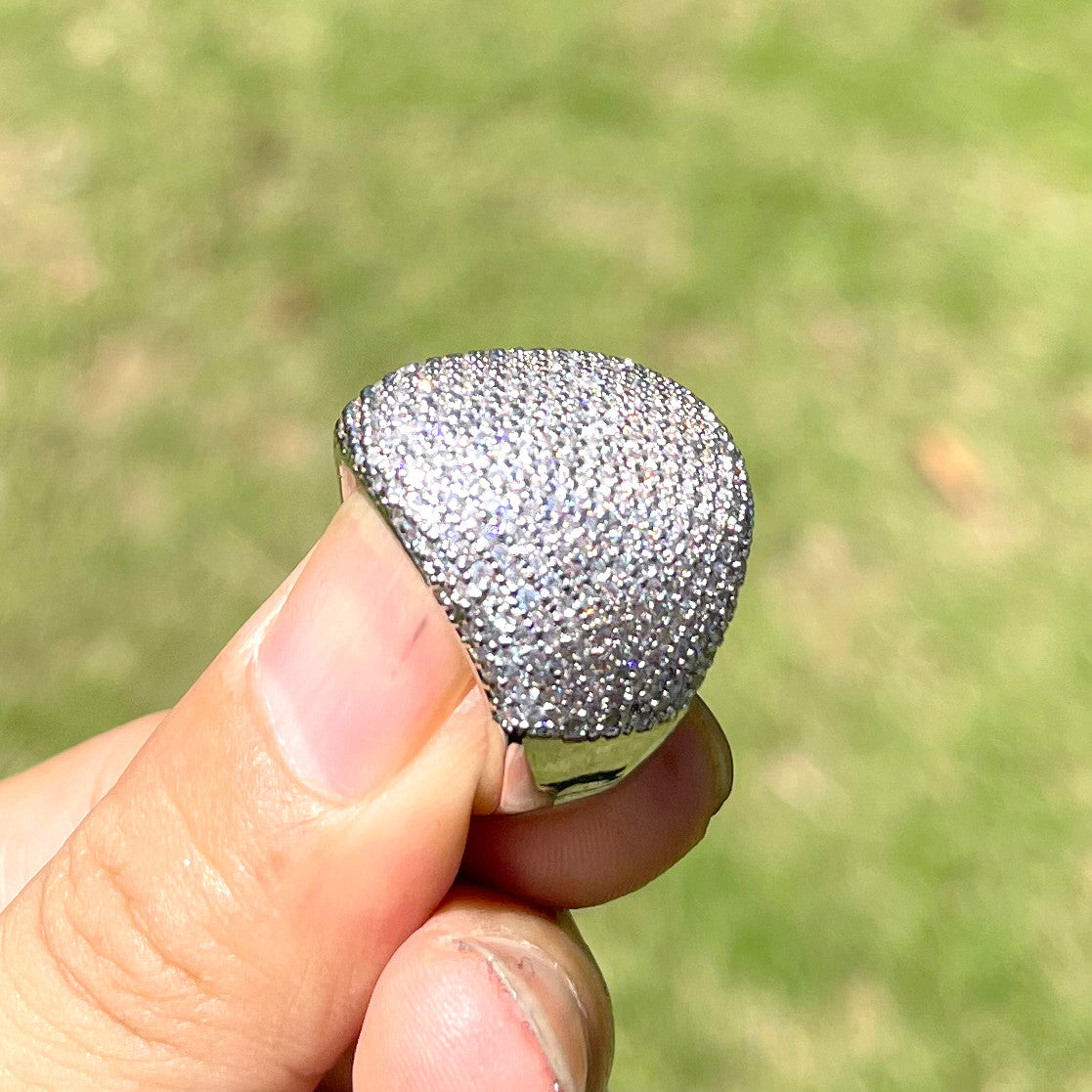 The IcedDome | VVS Diamond CZ Iced Dome 4 Prong Set Blinged Out Rings