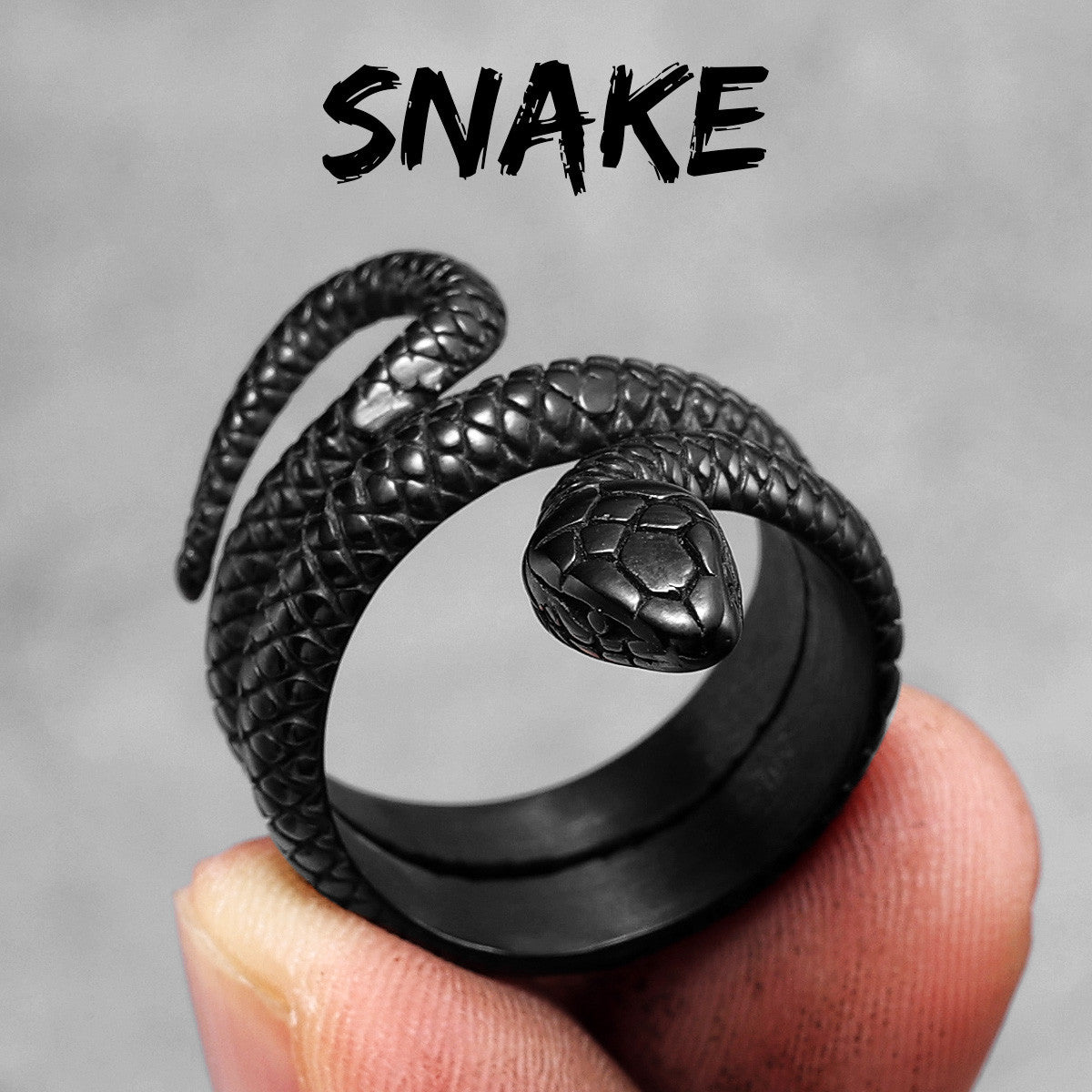 14k Gold Black No Fade Stainless Steel Coiled Snake Hip Hop Rings