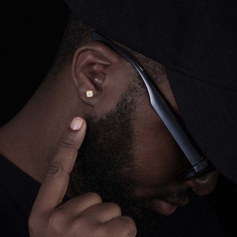 Windmill | Iced Blinged Out Moissanite Diamond Sterling Silver Halo Stud Earrings