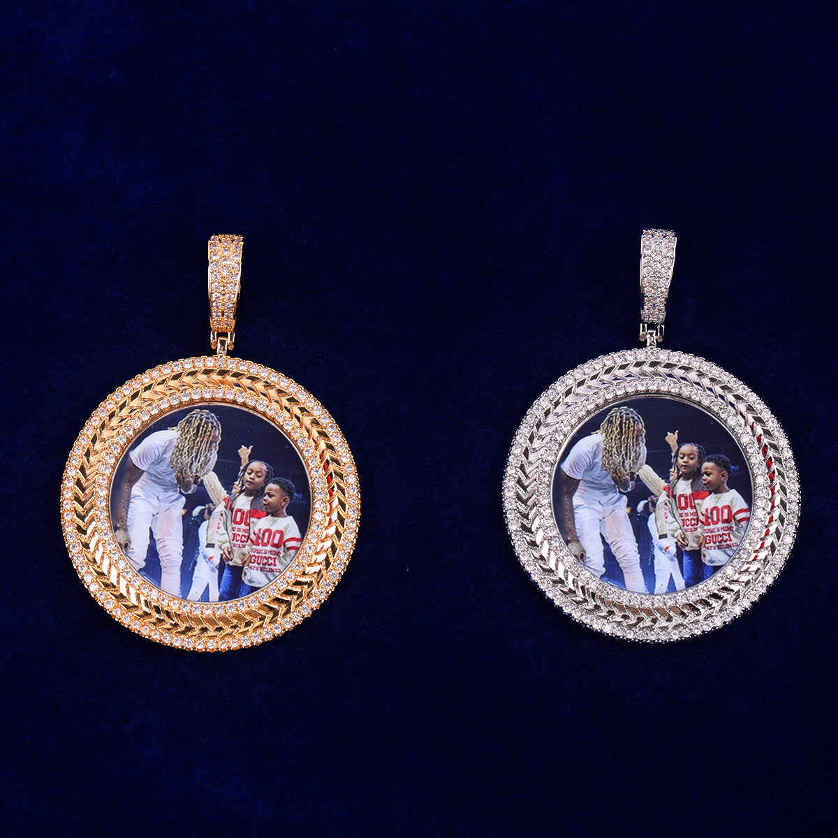 Circle Wreath | Custom Photo VVS Diamond CZ Picture Pendant Necklace