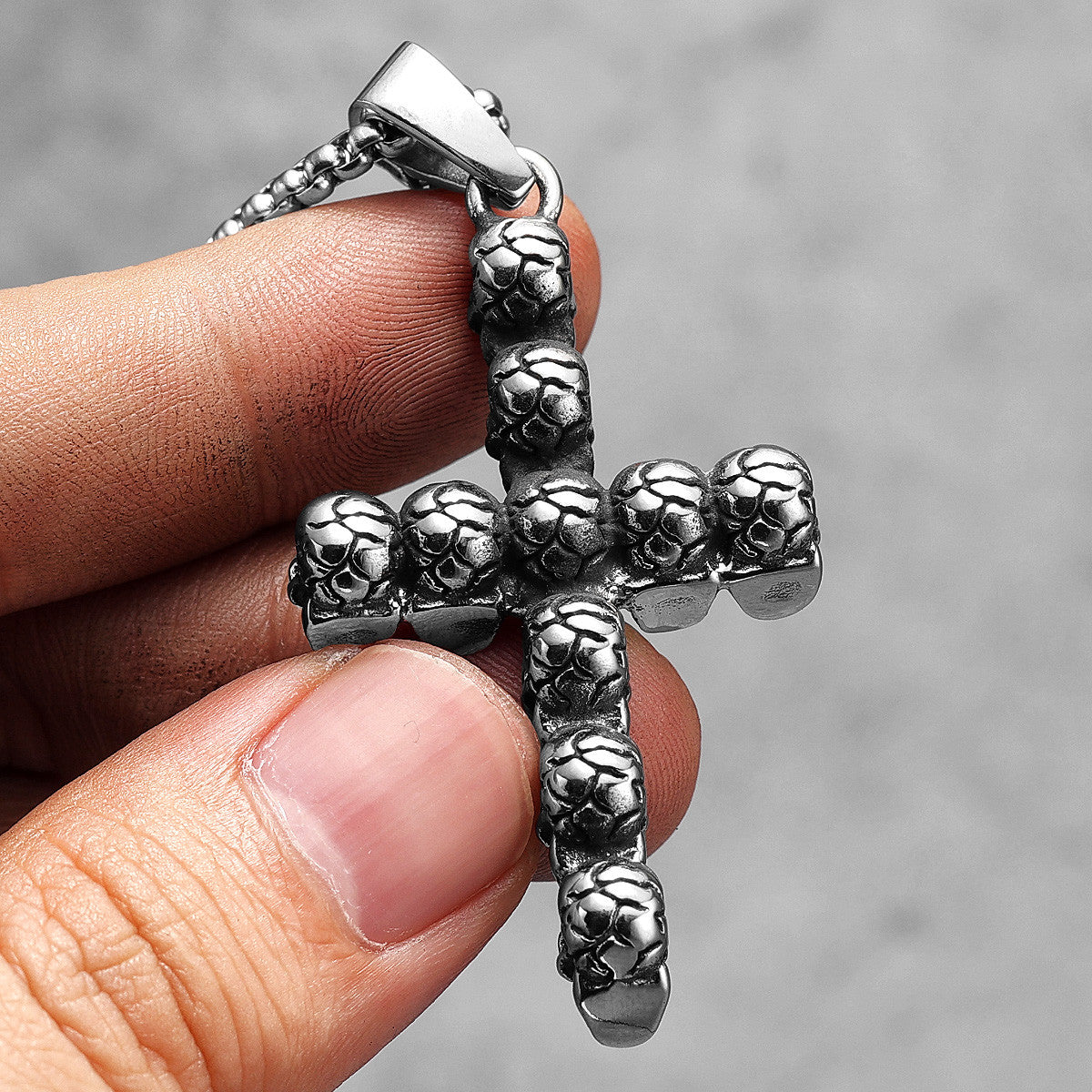 Gothic Skull Cross | 316L No Fade Stainless Steel Men's Street Wear Unique Cross Pendant