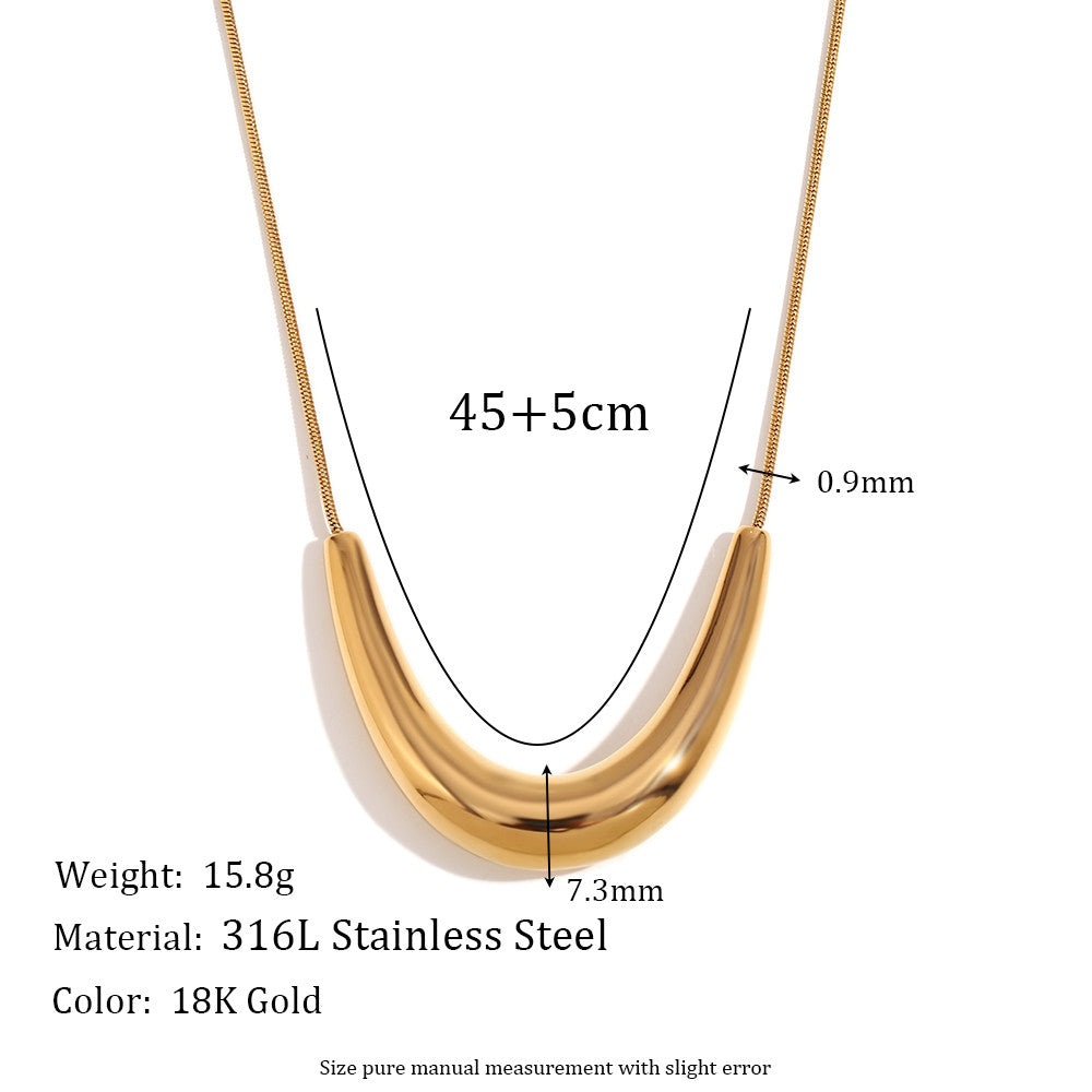 The Arc | 18k Gold Stainless Steel Cradle Pendant Snake Bone Chain Necklace