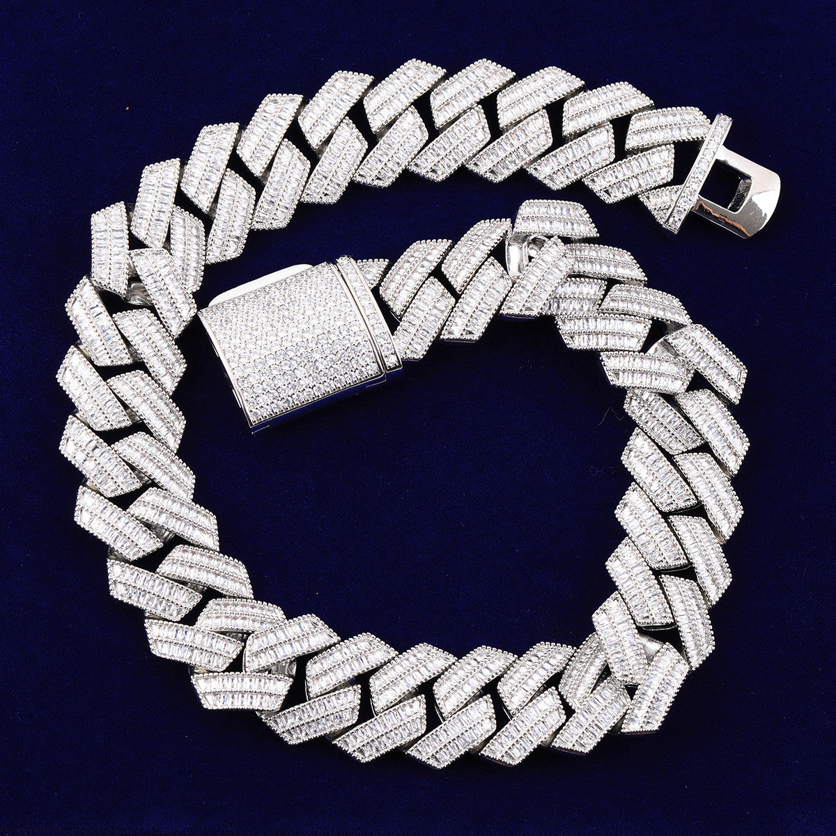 C-Sharp | VVS Diamond CZ Cuban Link 4 Prong Set Hip Hop 24k 925 Silver Rose Gold Chain