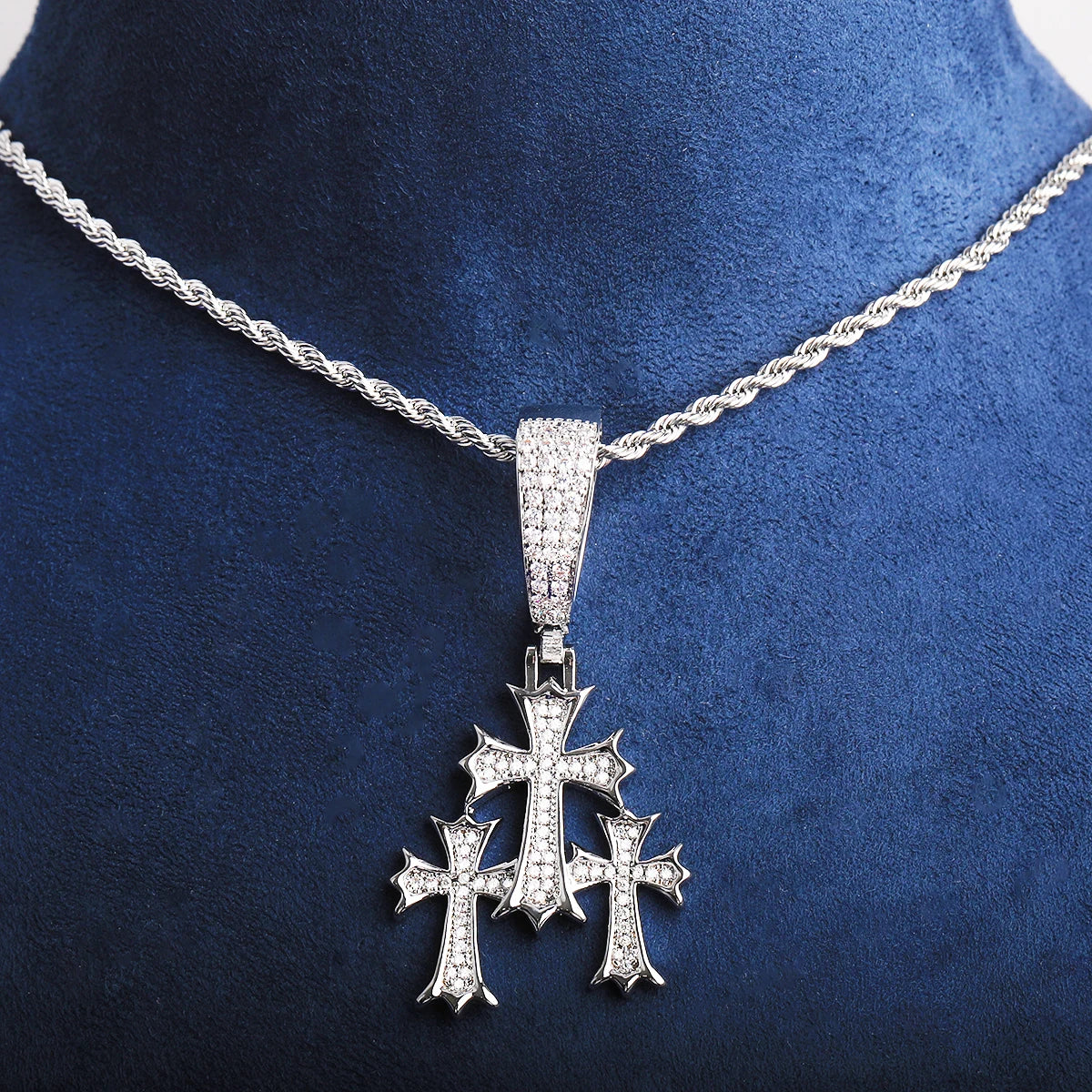 Holy Trinity | Flooded Ice VVS Diamond Iced Blinged Out Trinity Cross Pendant
