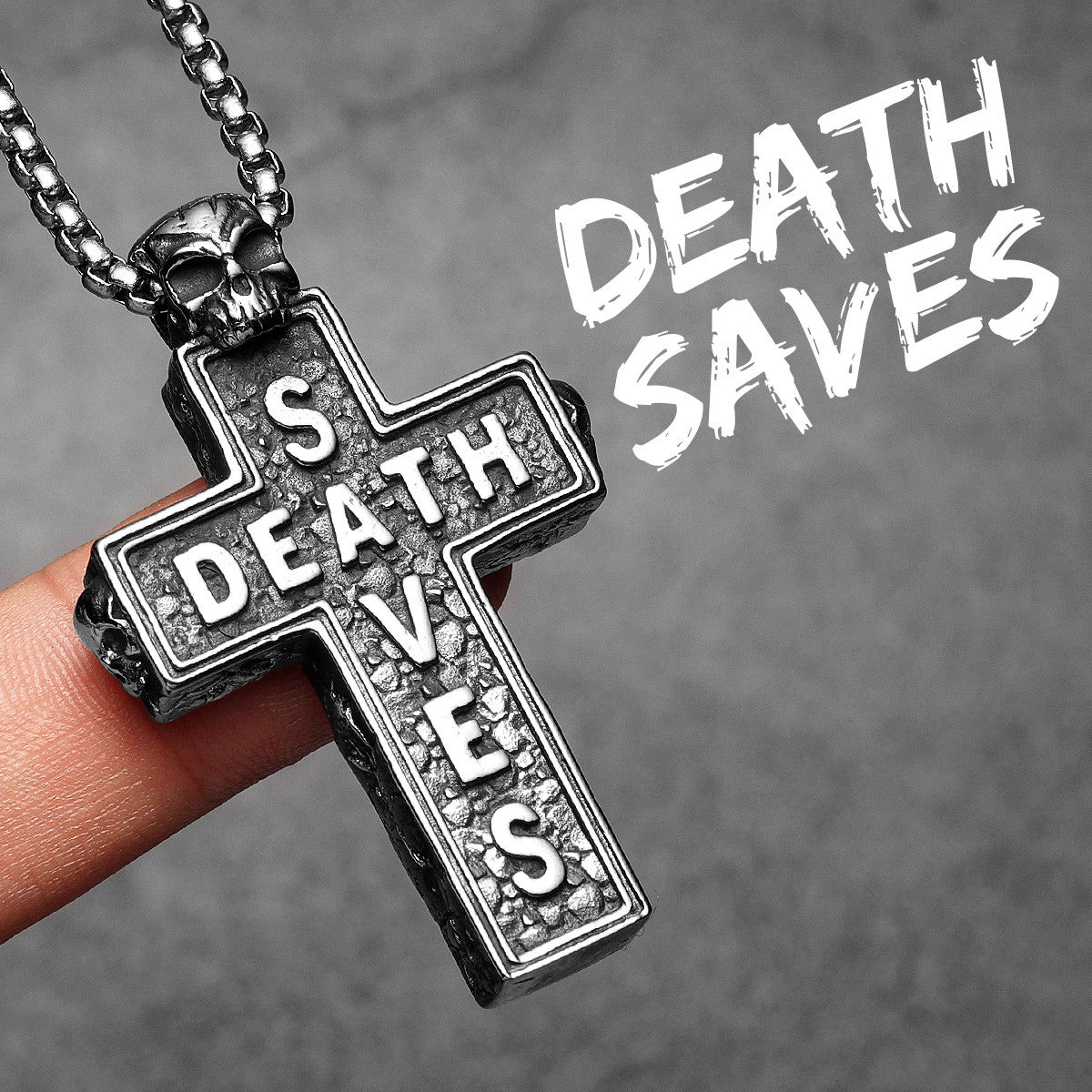 Death Saves | 316L No Fade Stainless Steel Street Wear Hip Hop Skull Cross Pendant Chain