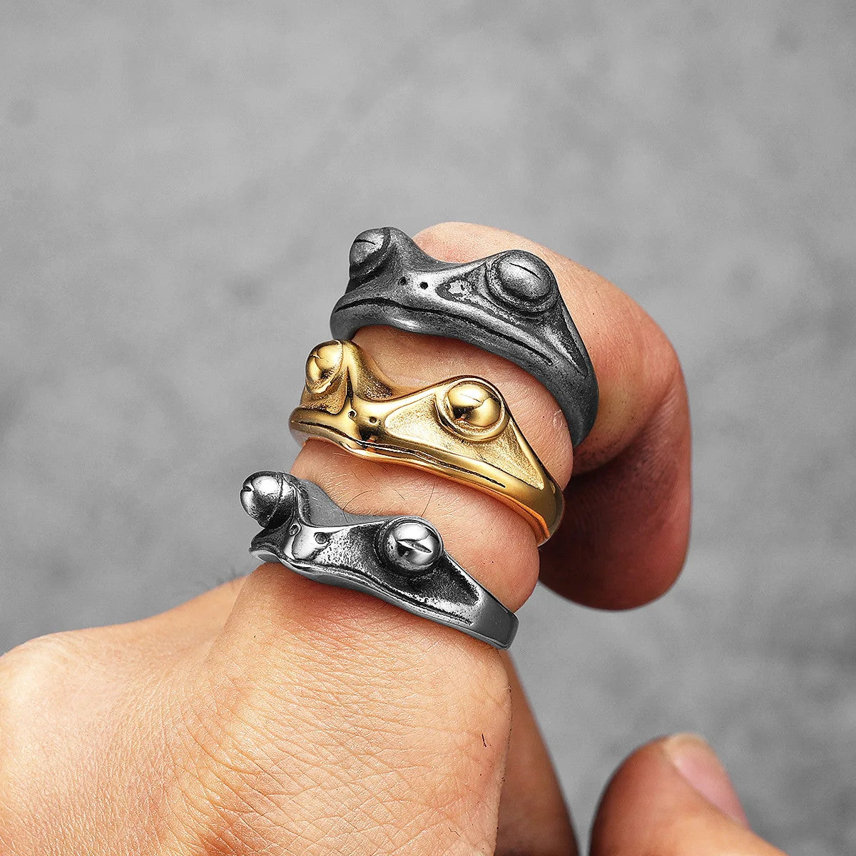 Frog Prince | 14k Gold Brushed over No Fade 316L Stainless Steel Mythical Rings