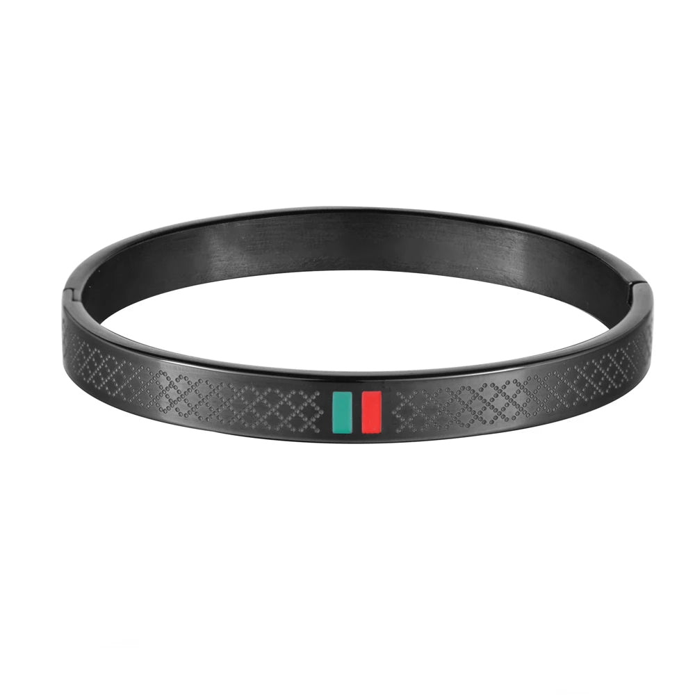 Luxury 18k Gold Black Over No Fade Stainless Steel Red/Green Swagged Out Bracelets