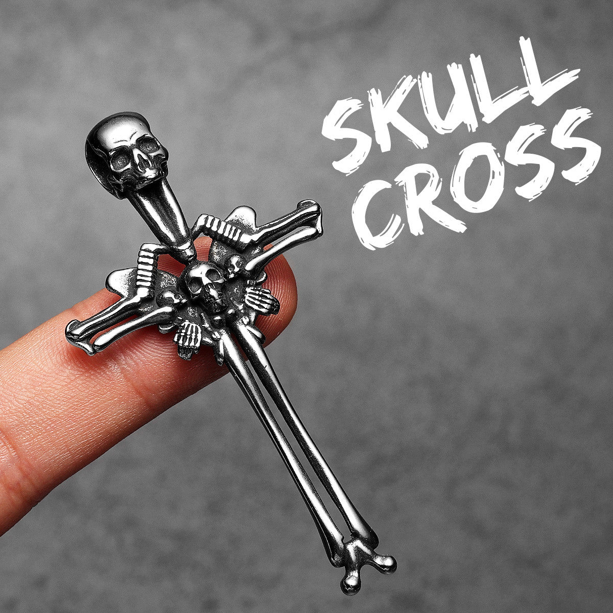 Cross Skull | Mens Solid Stainless Steel Designer Cross Hip Hop Street Wear Pendant