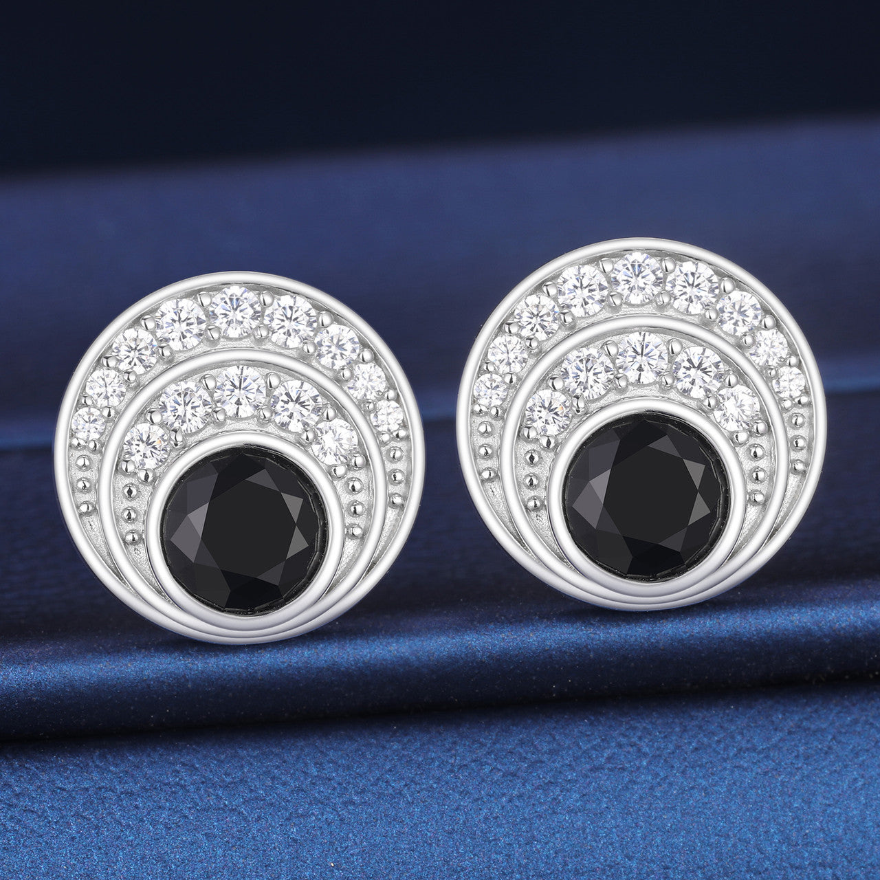 Black Moon | Solid Silver Moissanite Diamond Iced Blinged Out 925 Stud Earrings