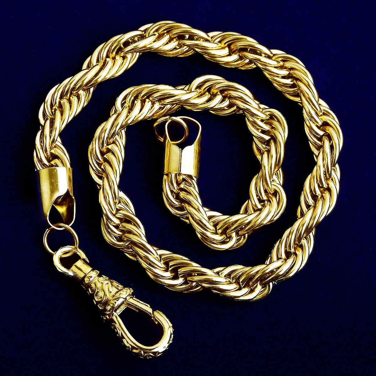 10MM Belcher Rope | 24k Gold Solid Stainless Steel Belcher Clasp Hip Hop Chain Necklace
