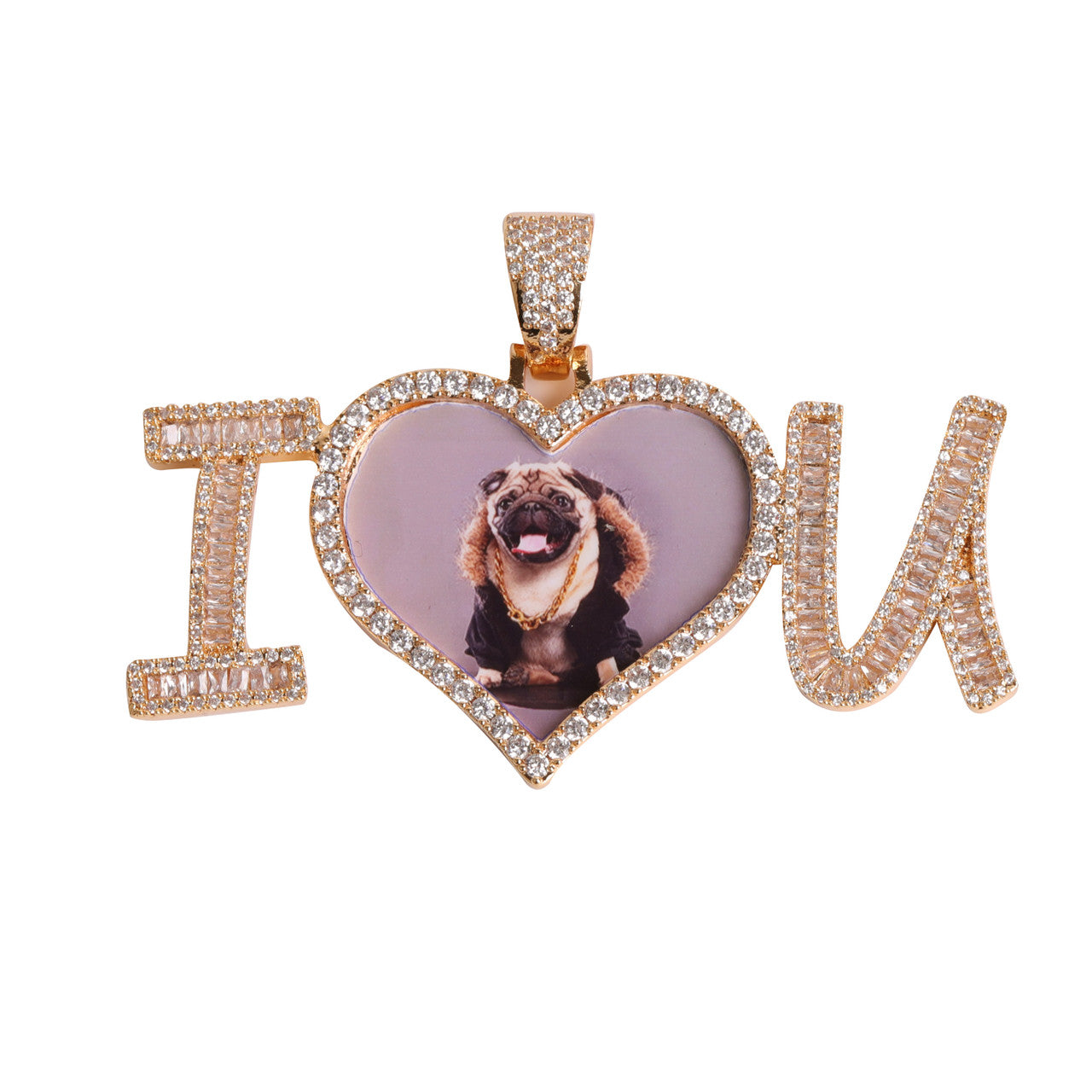 I Love You | Custom Heart Photo Picture Iced Blinged Out Memories Pendant