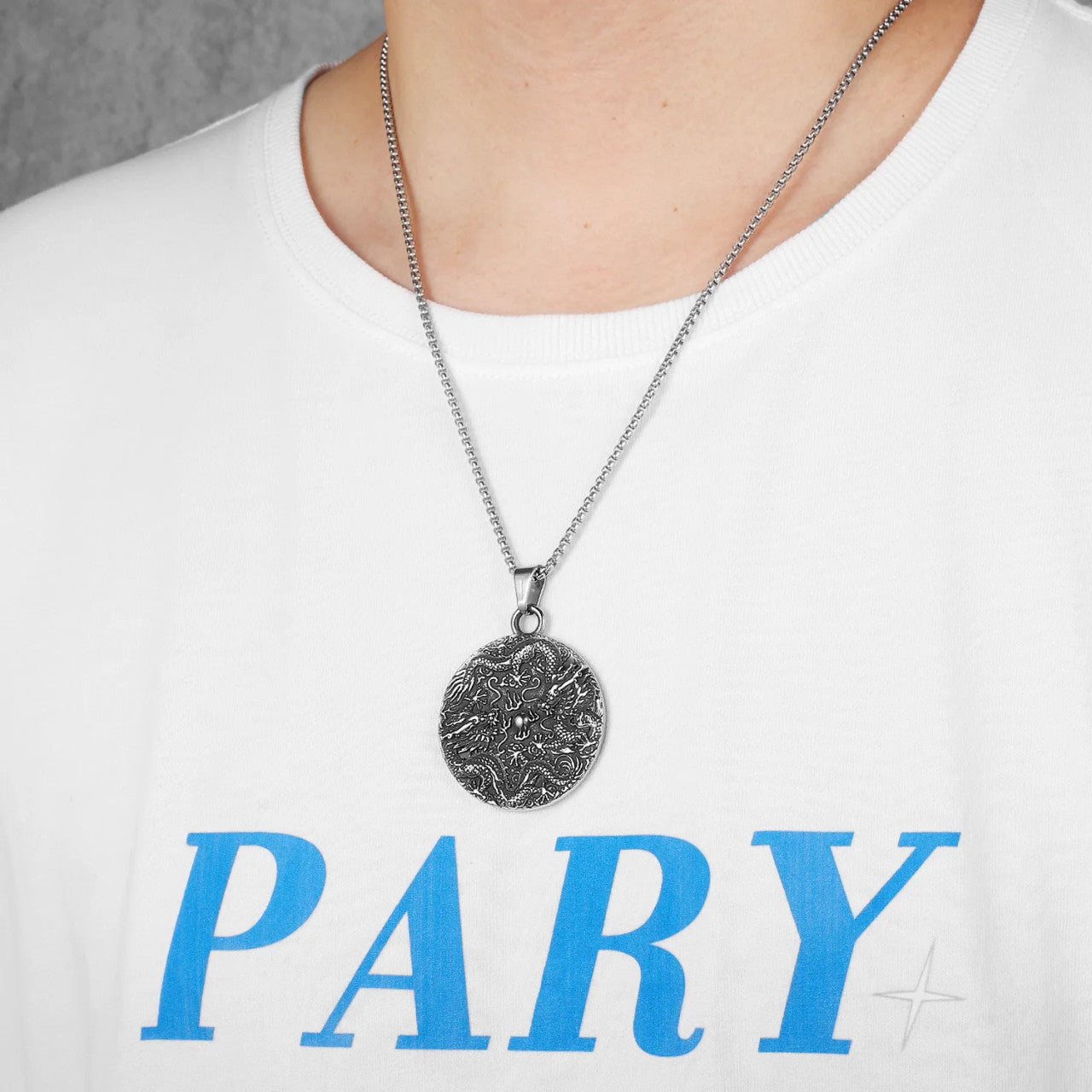 Chinese Dragon | 316L Solid Stainless Steel Ancient Chinese Culture Amulet Pendant