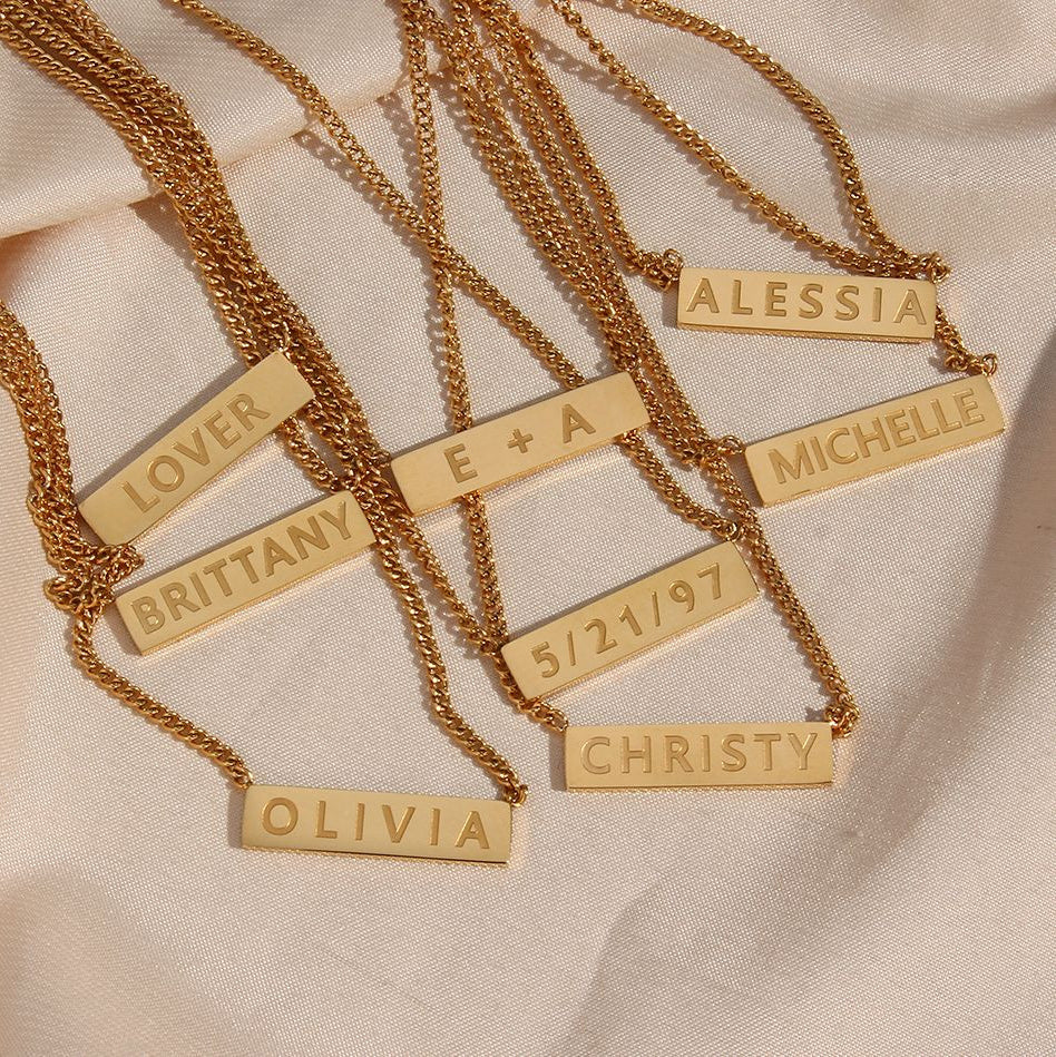 Ladies 18k Gold Stainless Steel Waterproof Personalized Custom Name Necklace