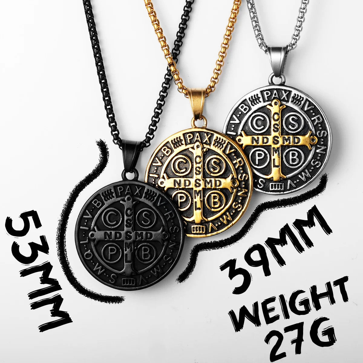 St.Benedict | 316L No Fade Stainless Steel Exorcism Powerful Spiritual Amulet Pendant