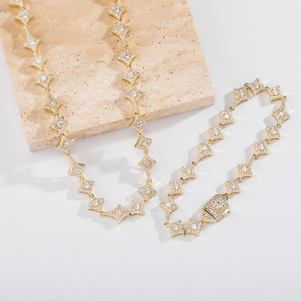 Star Dust | VVS Diamond CZ 10mm Iced Blinged Out Link Chain Necklace