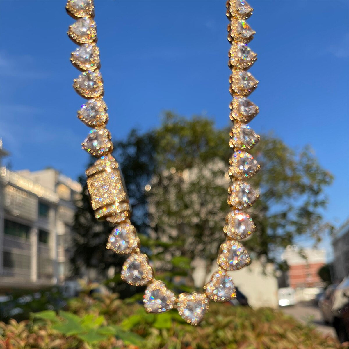 Gold Silver Rose Ladies Glossy Girl Clustered Heart Tennis Choker Chain Necklace