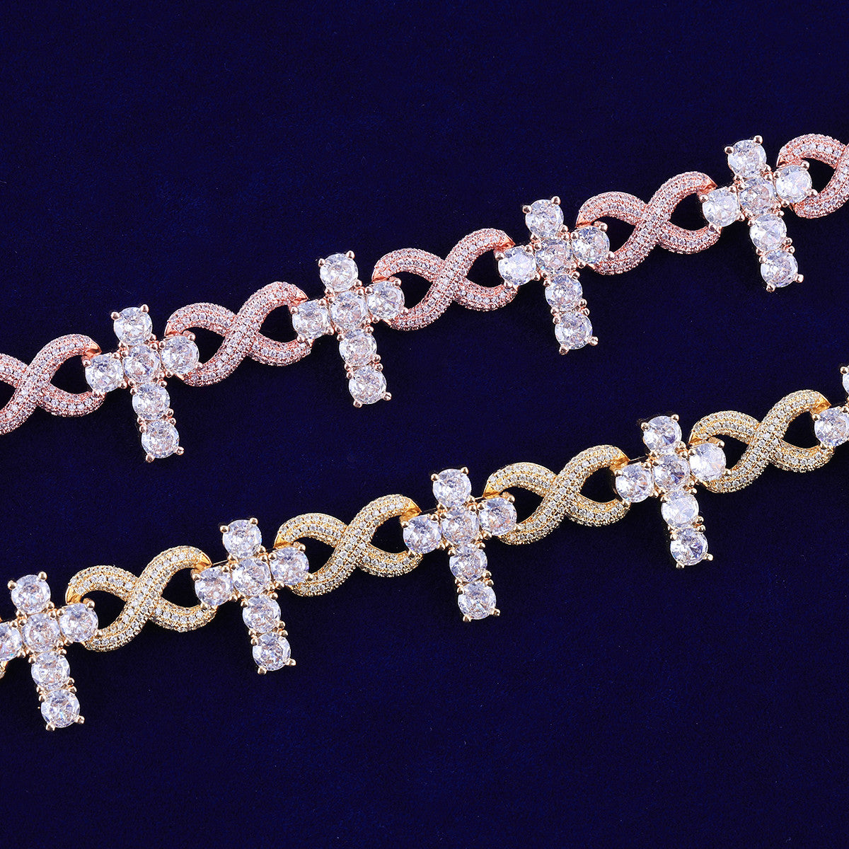 The Infinite Cross | Iced Blinged Out Infinity Link VVS Diamond CZ Chain Necklace