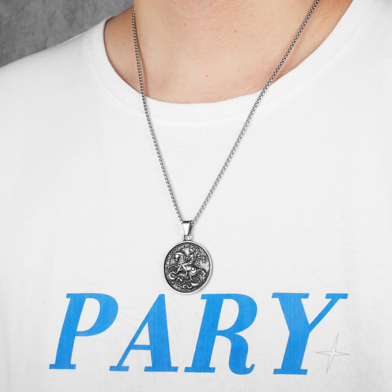 St.George | 316L No Fade Stainless Steel Dragon Slayer Amulet Men's Pendants